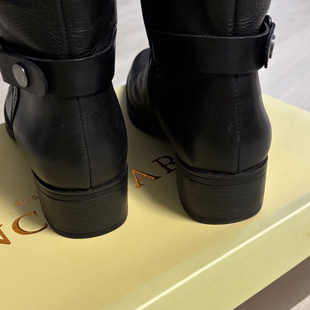 Ladies 8 Franco Sarto Crash Black Leather Riding Moto Tall Boots - Picture 9 of 10